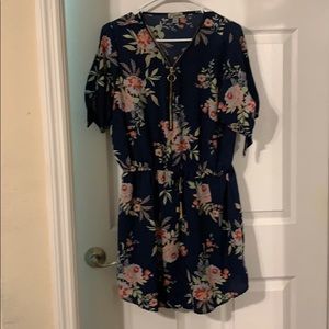 Navy and pink floral tunic